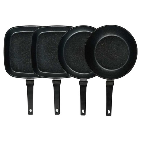 퀸센스 디너 후라이팬 세트 4개, 브라운, 1세트, 사각팬 27cm 2p + 후라이팬 28cm + 궁중팬 28cm