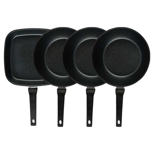 퀸센스 디너 후라이팬 세트 4개, 브라운, 1세트, 사각팬 27cm + 궁중팬 28cm 3p