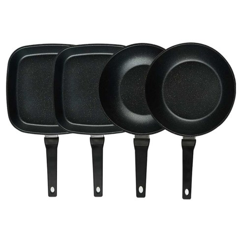 퀸센스 디너 후라이팬 세트 4개, 브라운, 1세트, 사각팬 27cm 2p + 궁중팬 24cm + 궁중팬 28cm