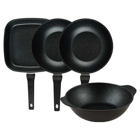 퀸센스 디너 후라이팬 세트 4개, 브라운, 1세트, 사각팬 27cm + 궁중팬 24cm 2p + 파티웍 28cm