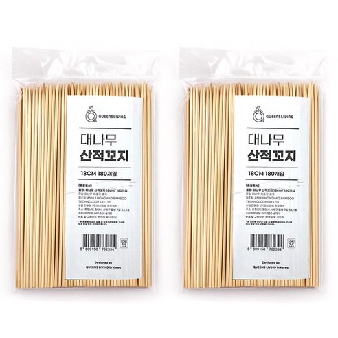 퀸스리빙 대나무 산적꼬지 18cm, 2개, 180개입