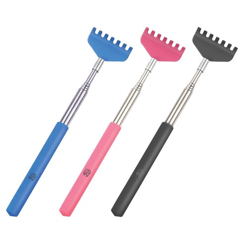 멍냥 반려동물 접이식 효자손 마사지 빗 장난감 3종 세트, 블루, 핑크, 블랙, 1세트