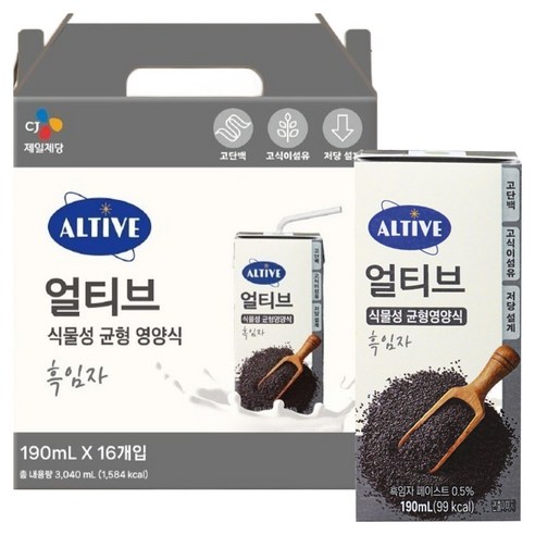 얼티브 균형영양식 흑임자, 16개, 190ml