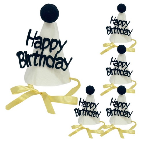 파티공구 생일 꼬깔모자, 심플블랙, 5개