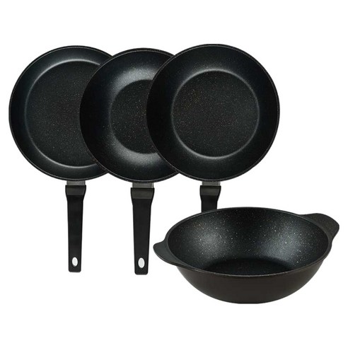 퀸센스 디너 후라이팬 4종 세트 4개, 브라운, 1세트, 후라이팬 28cm + 궁중팬 24cm + 궁중팬 28cm + 파티웍 28cm
