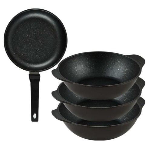 퀸센스 디너 후라이팬 4종 세트 4개, 브라운, 1세트, 후라이팬 24cm + 파티웍 28cm(3p)