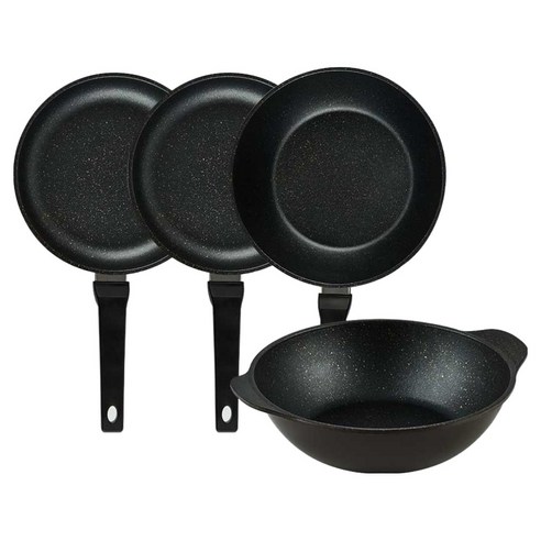 퀸센스 디너 후라이팬 4종 세트 4개, 브라운, 1세트, 후라이팬 24cm(2p) + 궁중팬 28cm + 파티웍 28cm