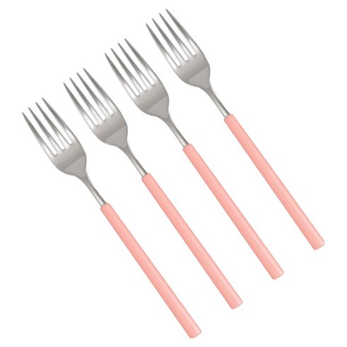 라온누리 식세기 가능한 델라 올스텐 컬러 포크, 피치핑크, 4개