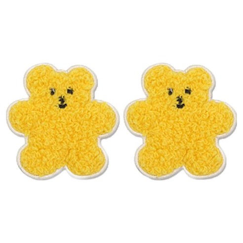 동대문단추왕 열접착식 자수 동물 보슬이젤리곰 와펜 패치, 옐로우, 2개