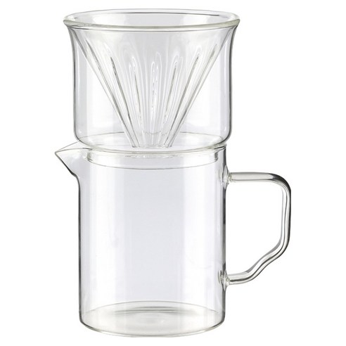삼호유리 내열유리 커피드리퍼 + 유리컵 400ml 세트 SH DRIPPER SET, 1세트, 내열유리 드리퍼 + 유리컵