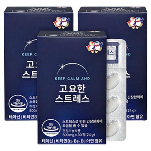 제일헬스사이언스 고요한 스트레스 테아닌 긴장완화 24g, 30정, 3개