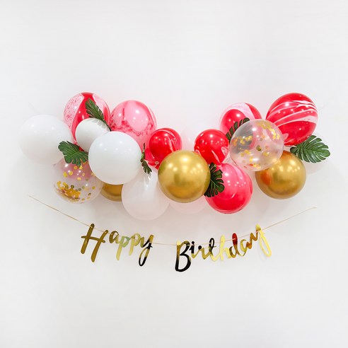 파티공구 구름 생일 가랜드 풍선 세트, 핑크톤, 1세트
