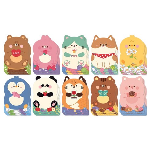 미소로 300 애니멀 엽서 10종 x 3p 세트 107-02429, 혼합색상, 1세트