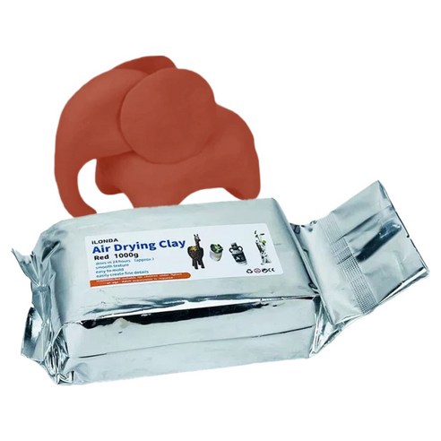 도도리빙 전문가용 공기건조 컬러점토 1kg, 레드, 1개