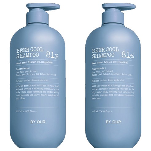바이아우어 티트리 스칼프 쿨링 탈모 샴푸 그린 애플 민트, 1.017L, 2개