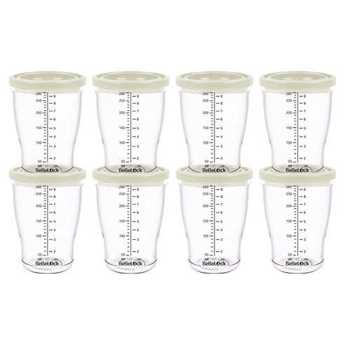 베베락 유아용 PP 밀폐 이유식 용기, 280ml, 크림, 8개