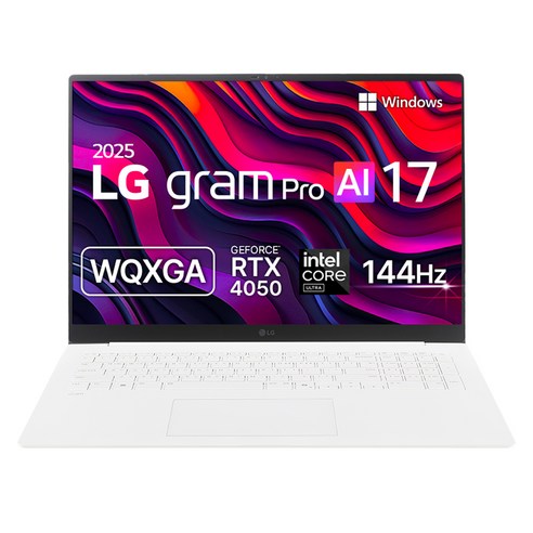 LG전자 2025 그램 프로 AI 17 코어Ultra7 애로우레이크 지포스 RTX 4050 방문설치, 에센스화이트, 512GB, 32GB, Free DOS, 17ZD90TR-SXSWK