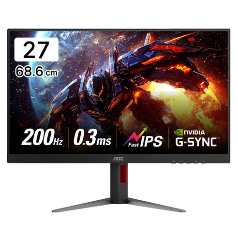 AOC 알파스캔 FHD 게이밍 200 FAST IPS AI HDR 무결점 모니터, 68.6cm, 27G4H