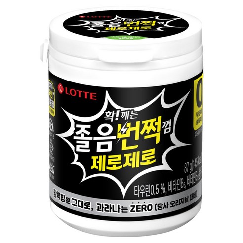 롯데웰푸드 졸음번쩍껌 제로제로 용기, 87g, 1개