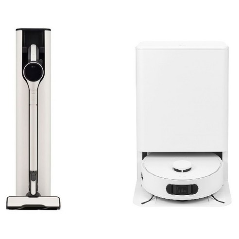 LG전자 코드제로 오브제컬렉션 A9 무선청소기 AX920BWE + 코드제로 AI 오브제컬렉션 로보킹 올인원 프리스탠딩 로봇청소기 B93BHB 세트 방문설치, 카밍 베이지(무선청소기), 에센스 화이트(로봇청소기), AX920BWE-BH