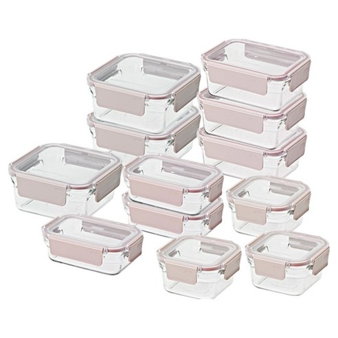 글라스락 퓨어 벚꽃에디션 밀폐용기 샌드핑크 12p 세트