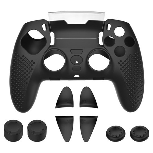 호후 PS5 듀얼센스엣지 실리콘 커버 케이스 스틱캡 버튼 트리거 캡 터치패드 필름 웨포커 세트