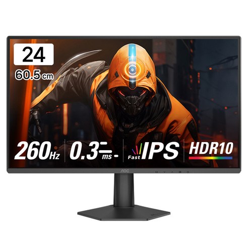 AOC FHD 24G50Z 게이밍 260 FAST IPS 지싱크 Ai HDR 무결점 모니터, 60.5cm