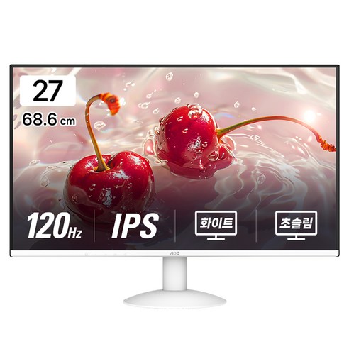 AOC FHD 4면 보더리스 IPS 120 시력보호 무결점 모니터 화이트, 68.6cm, 27B30H3/BW