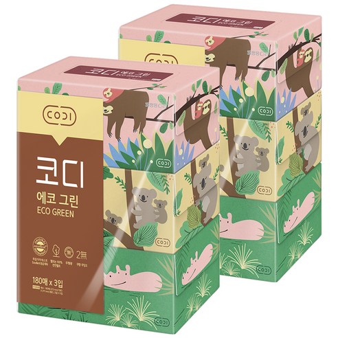 코디 에코그린 각티슈 2겹, 180매, 6개