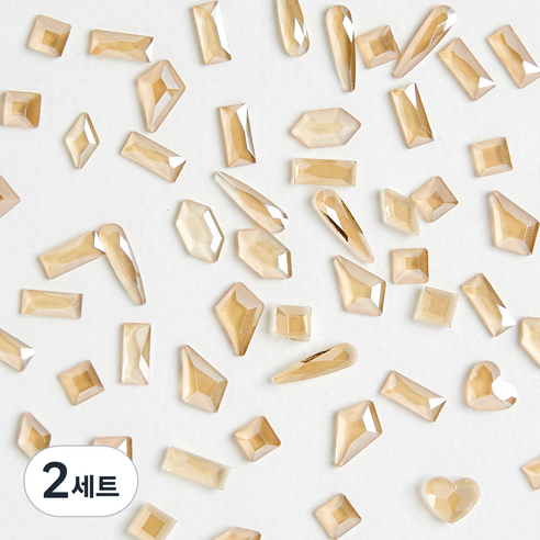 메이브라운 도형믹스 네일스톤, 2세트, 크리스탈샴페인골드