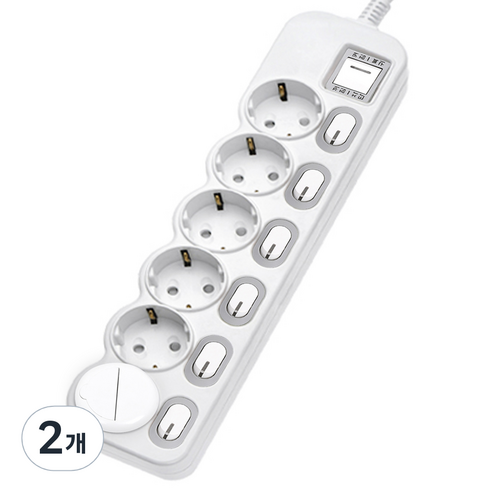 에코파워탭 국산 LED 개별 멀티탭 6구 EPM-L306 안전커버, 1.5m, 랜덤발송, 2개