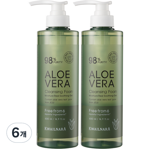 과일나라 알로에베라 모이스처 클렌징폼, 6개, 500ml