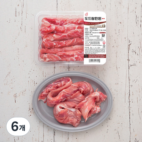 도드람한돈 1등급 등심꽃살 구이용 (냉장), 600g, 6개