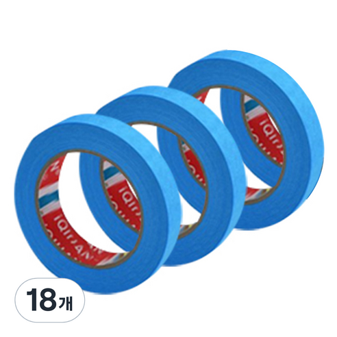 다다 칼라 마스킹 종이테이프 15mm x 15m, 블루, 18개
