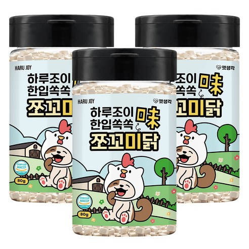 펫생각 강아지 하루조이 한입쏙쏙 쪼꼬미닭, 닭, 80g, 3개