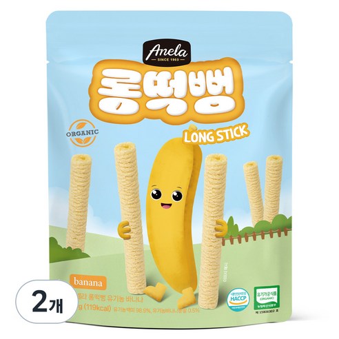아넬라 유기농 롱떡뻥 바나나 롱스틱, 바나나맛, 30g, 2개