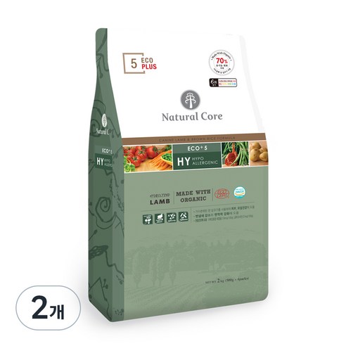 네츄럴코어 전연령 에코플러스5 유기농 건식사료, 양, 2kg, 2개