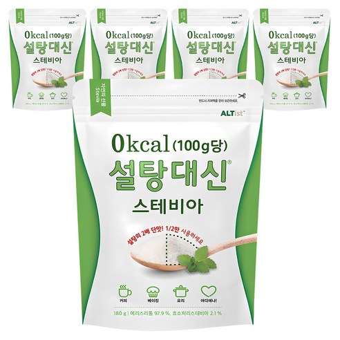 설탕대신 스테비아 에리스리톨 설탕, 180g, 5개