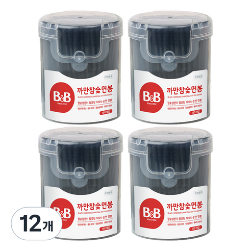 비앤비 참숯 까만 면봉, 150개입, 12개