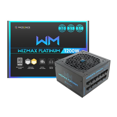 WIZMAX 1200W 80PLUS PLATINUM 풀모듈러 ATX 3.1, MWM1200PTF12F