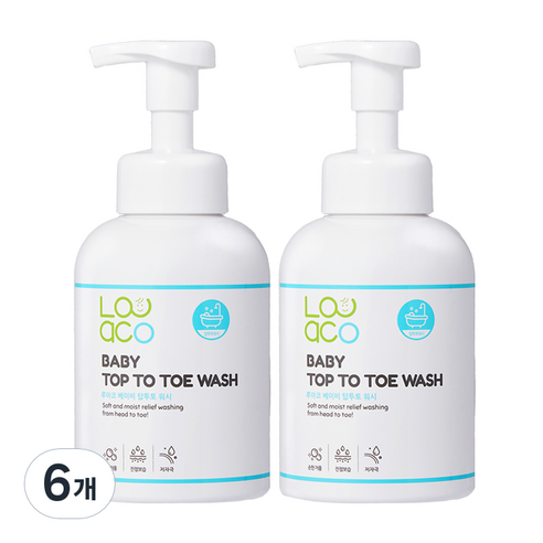 루아코 베이비 탑투토 워시 올인원클렌저, 500ml, 2개