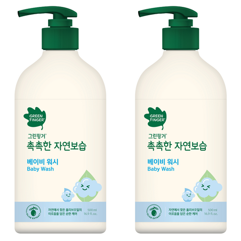 그린핑거 촉촉한 자연보습 베이비 바디워시, 500ml, 2개