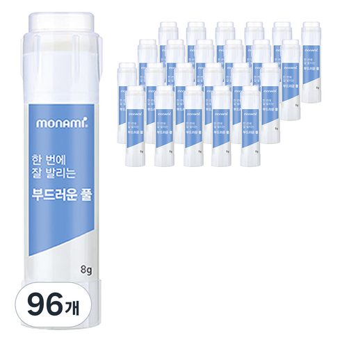 모나미 한 번에 잘 발리는 부드러운 풀, 8g, 96개