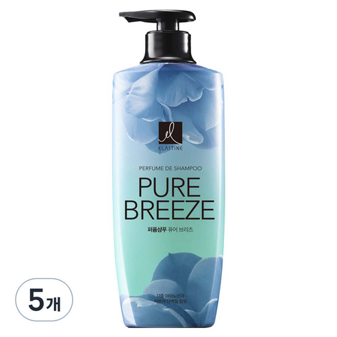 엘라스틴 퓨어 브리즈 퍼퓸 샴푸 로즈 앤 피오니향, 600ml, 5개