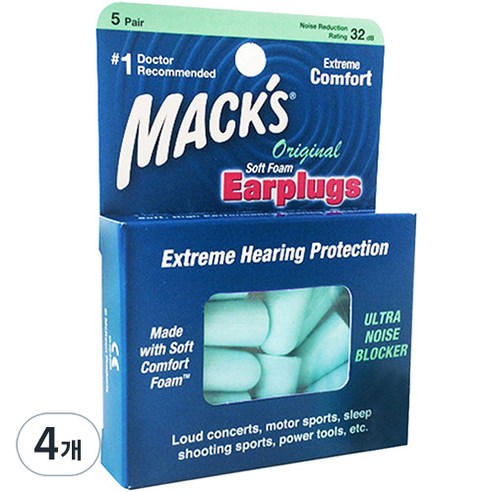 Macks 소프트폼 이어플러그 오리지널, 4개, 5쌍