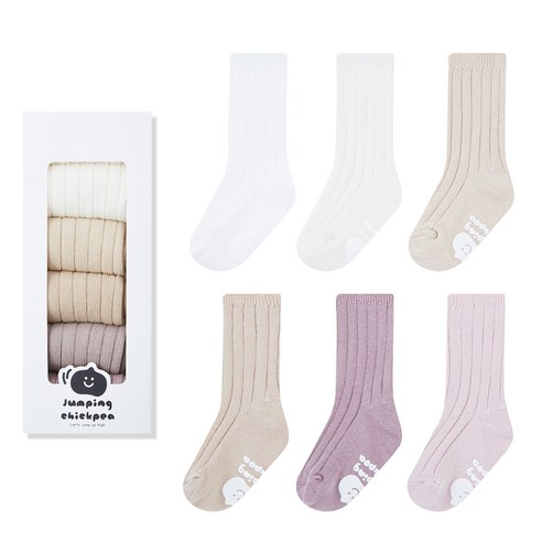 점핑칙피 유아용 롱 골지 양말 6종 + 선물 패키지 세트