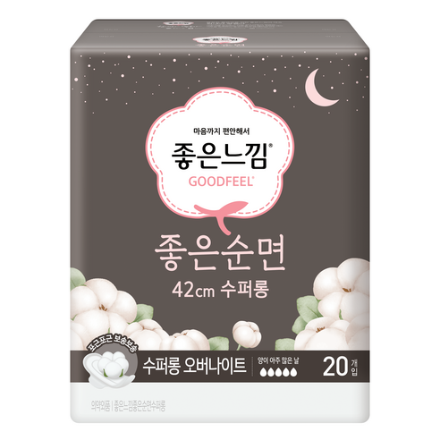 좋은느낌 좋은순면 42cm 수퍼롱 오버나이트 생리대 패드형, 20개입, 1개