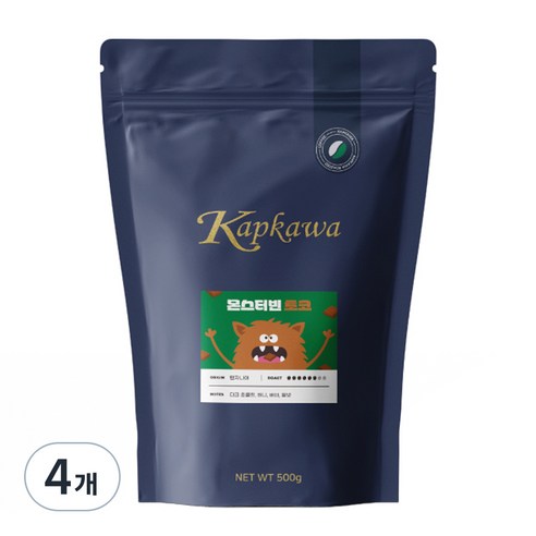 캅카와 몬스터빈 초코 원두커피, 홀빈(분쇄안함), 500g, 4개