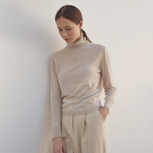 르네제이 여성용 See-through Turtleneck Knit
