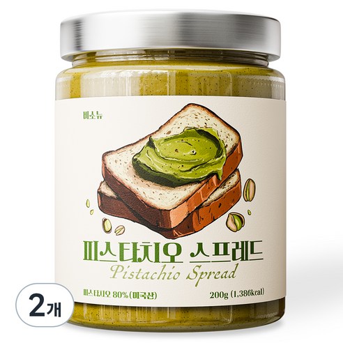 비소뉴 달콤한 피스타치오 스프레드, 200g, 2개